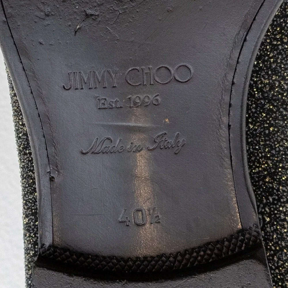 Jimmy Choo Men's Foxley Black & Gold‎ Glitter Tassel Loafers Size EU 40.5 / US 8